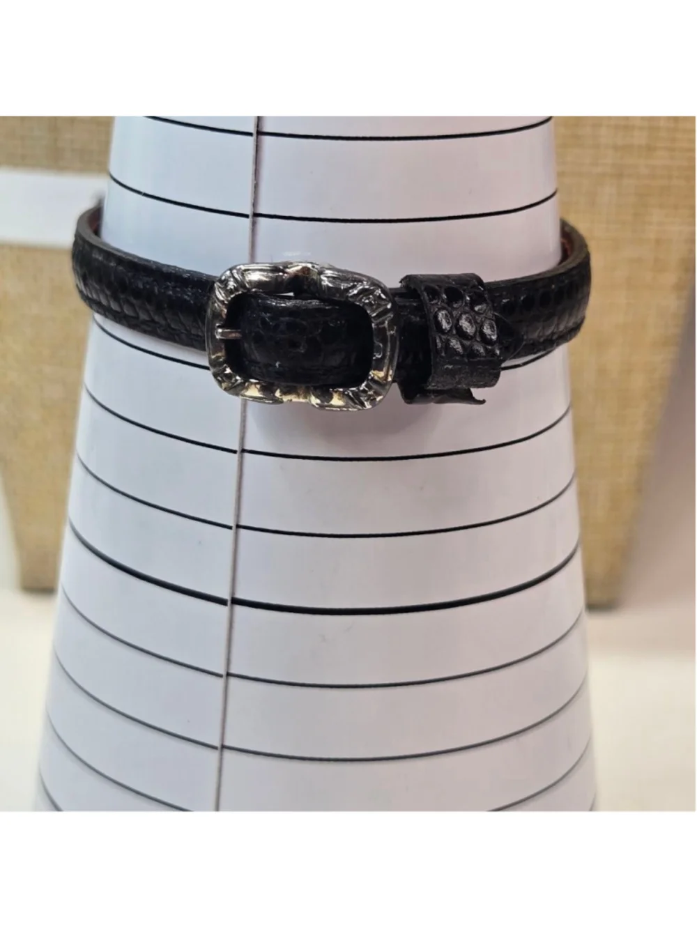 Brighton Paris Watch Silver Tone Black Brown Leather Reversible Band Works Well